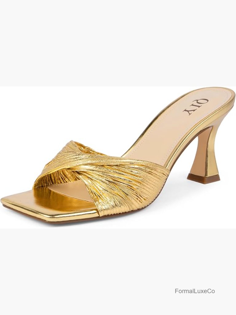 Mid Heel Square Toe Heeled Sandals Mules Bridal Wedding Shoes